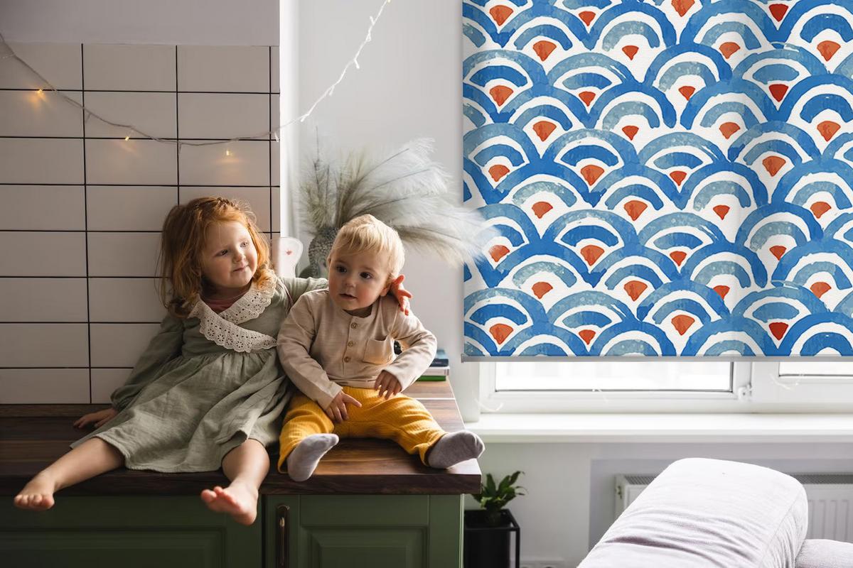 INNENROLLO - Fensterrollo - Rollo - 80x140 cm - Bunte Schuppen - Blau, Kunststoff (80/140/0.5cm) - TULUP