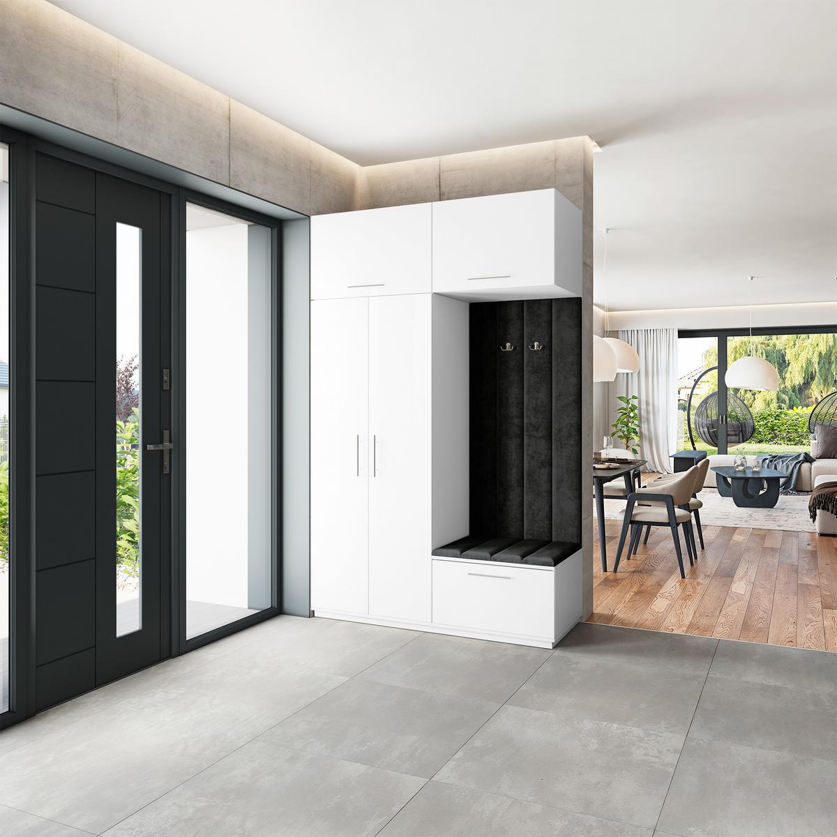 GARDEROBENSCHRANK REMA 150/240/60 cm Modern Weiß - Schwarz/Weiß, Holzwerkstoff (150/240/60cm) - MASSENO