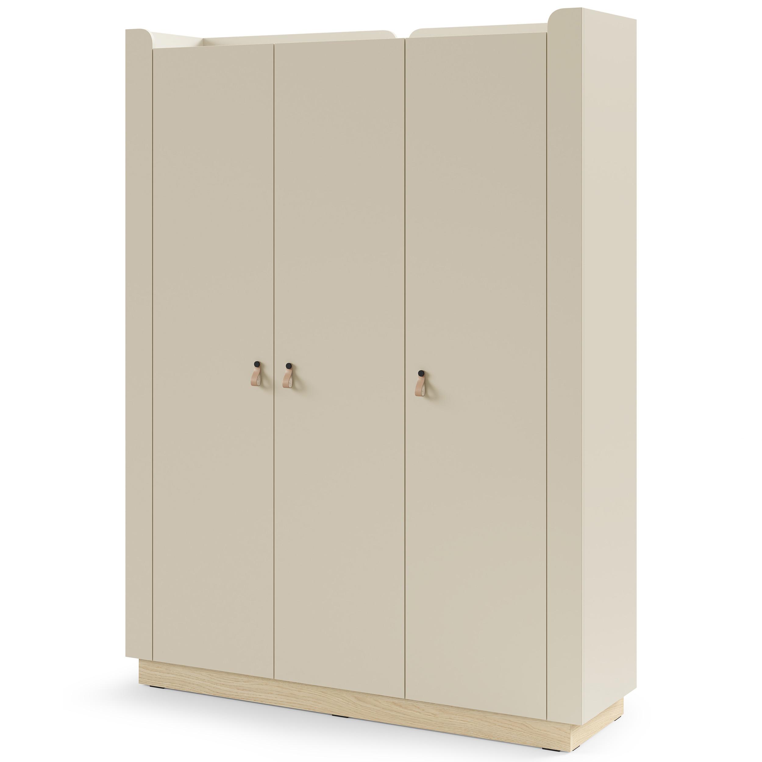 DREHTÜRENSCHRANK Sorella mit 3 Türen, 150 cm, für Jugendzimmer, Macadamia + Eiche Mavelie - Eichefarben/Beige, Leder/Holzwerkstoff (150/201/52cm) - Beautysofa