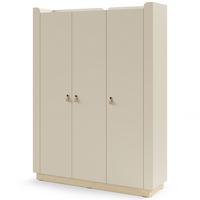 DREHTÜRENSCHRANK Sorella mit 3 Türen, 150 cm, für Jugendzimmer, Macadamia + Eiche Mavelie - Eichefarben/Beige, Leder/Holzwerkstoff (150/201/52cm) - Beautysofa