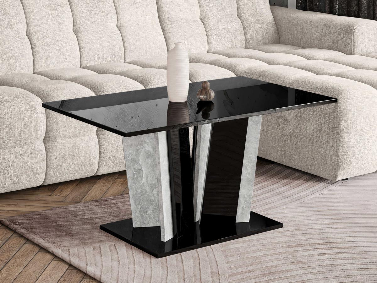 COUCHTISCH Doha II - Schwarz Hochglanz/Grau, Holzwerkstoff (60/100/55cm) - MIRJAN24