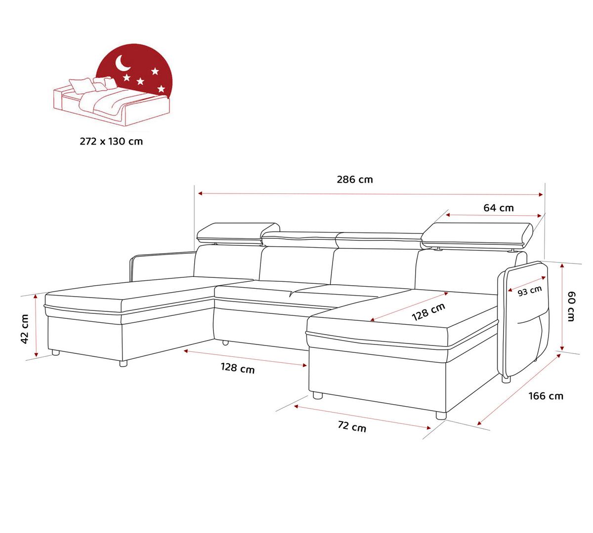 WOHNLANDSCHAFT U-Form Beni mit Schlaffunktion, Cord-Stoff Poso 100 Beige - Beige, Holzwerkstoff (286/60/166cm) - Idohome