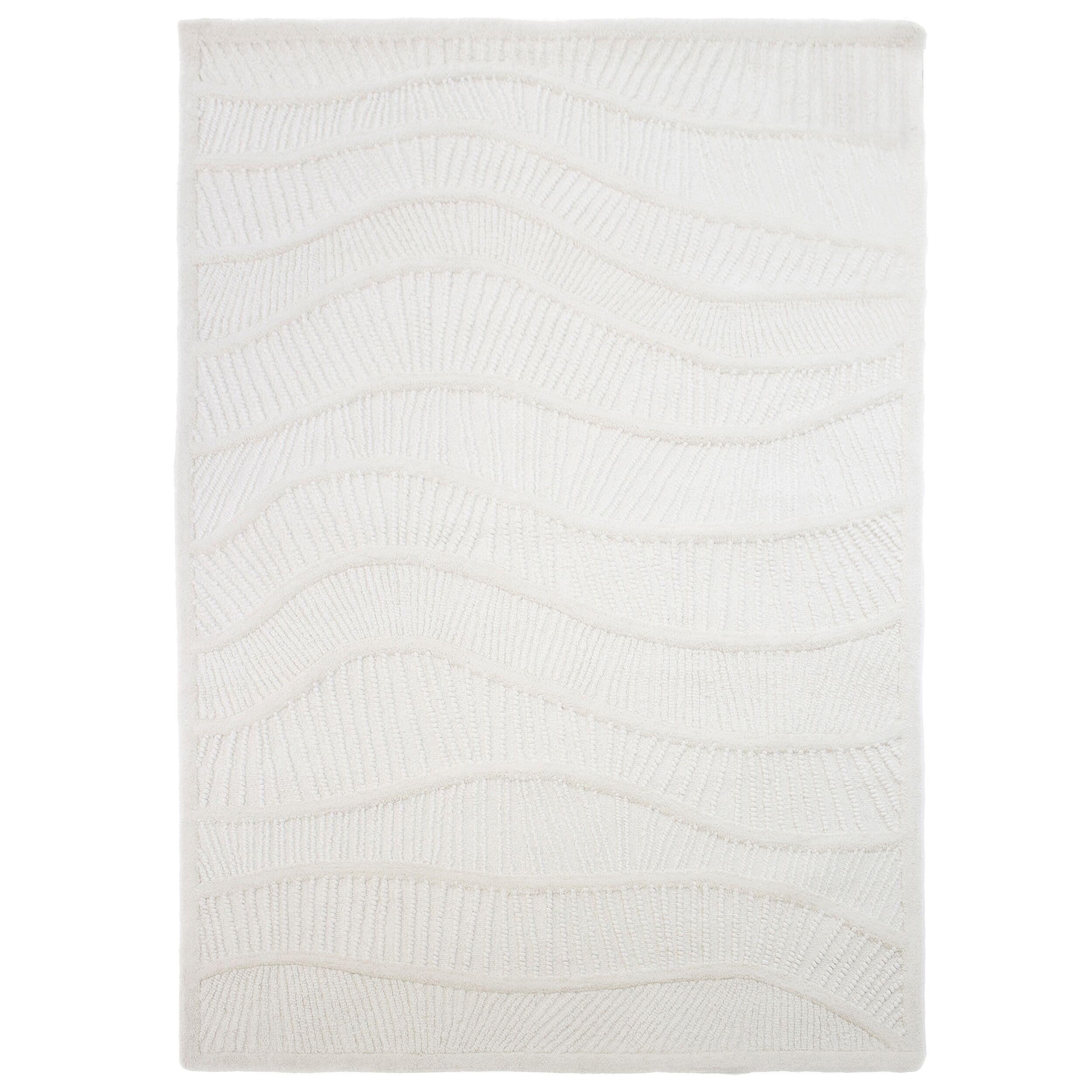 WOLLTEPPICH CARVE, abstrakt, Weiß, 140 x 200 cm - Beige, Textil (140/200cm) - KADIMA DESIGN