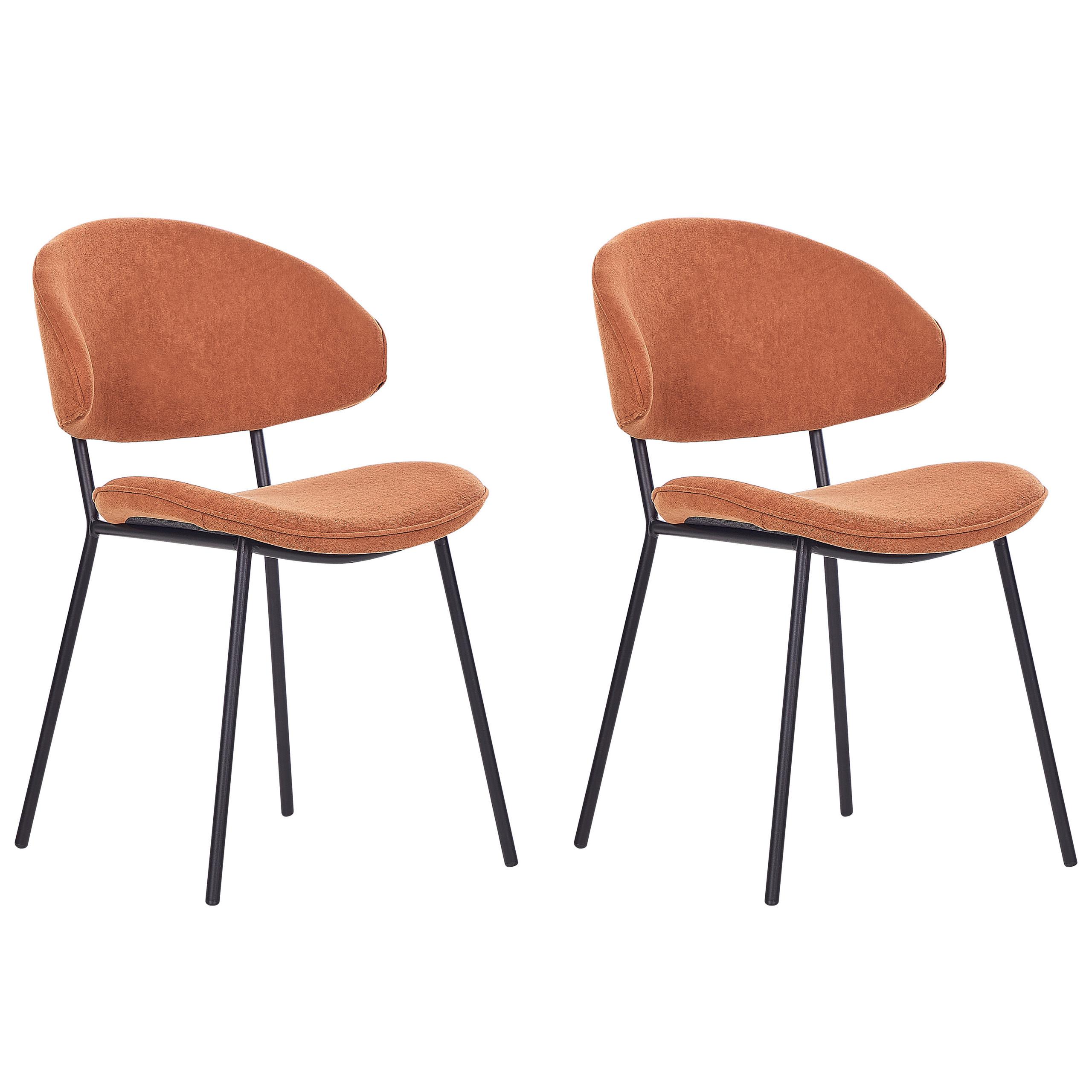 ESSZIMMERSTUHL 2er-Set Polsterbezug Orange Kiana - Orange, Textil/Metall (50/81/59cm) - Beliani