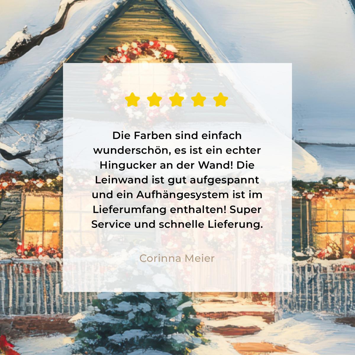 LEINWANDBILD Weihnachten - Weihnachtsbaum - Winter - Zuhause - Schnee Deko Groß 90x90 cm - Smaragdgrün, Textil (90/90cm) - MuchoWow