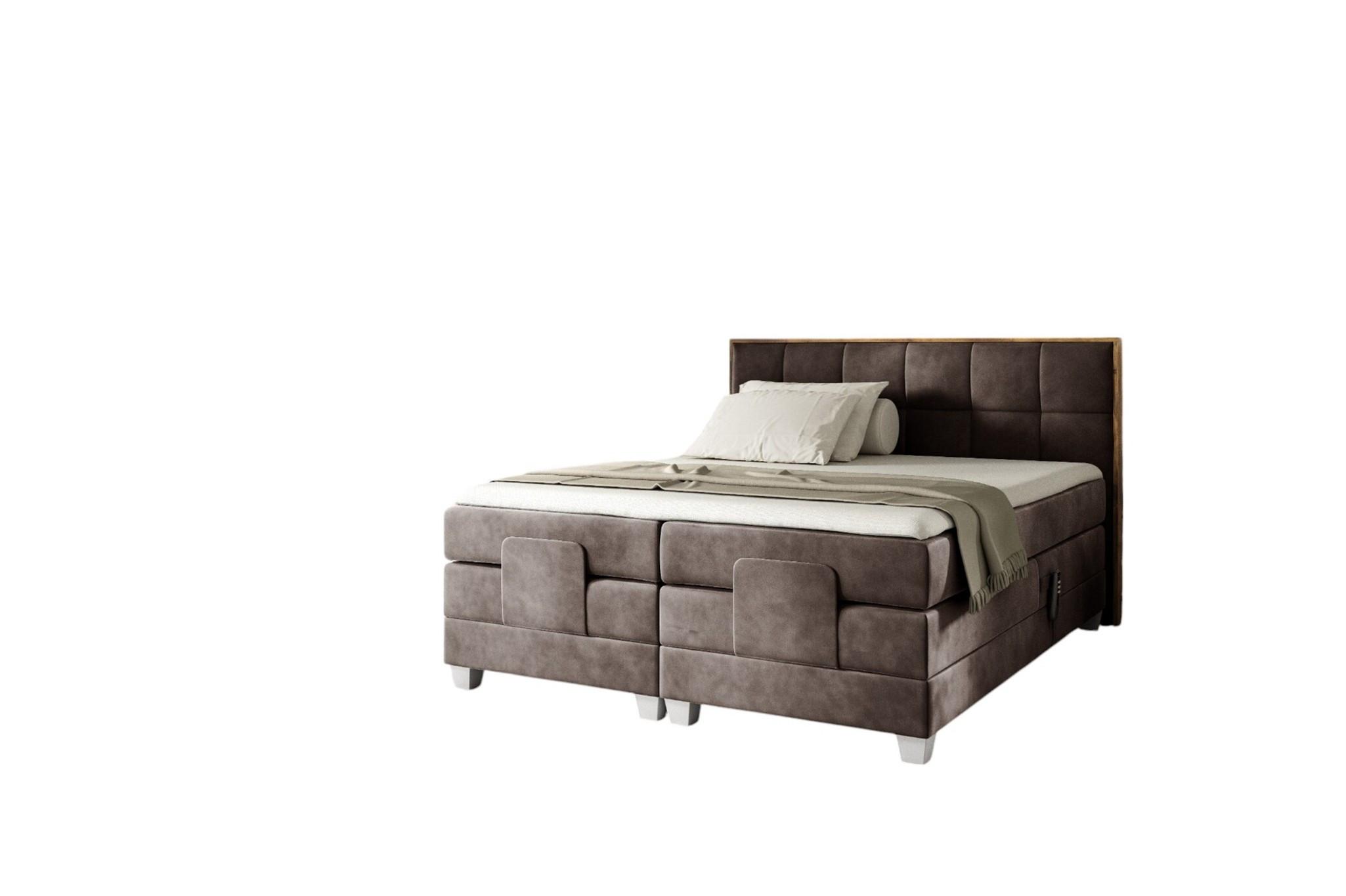 BOXSPRINGBETT Elektrisch Henry - Braun, Holzwerkstoff/Textil (160/200cm) - Fun Möbel