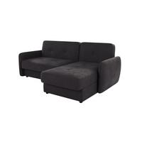 ECKSOFA Lupo Graphit Mikrofaser - Graphitfarben/Schwarz, Holz/Kunststoff (232/147cm) - S-Style Möbel