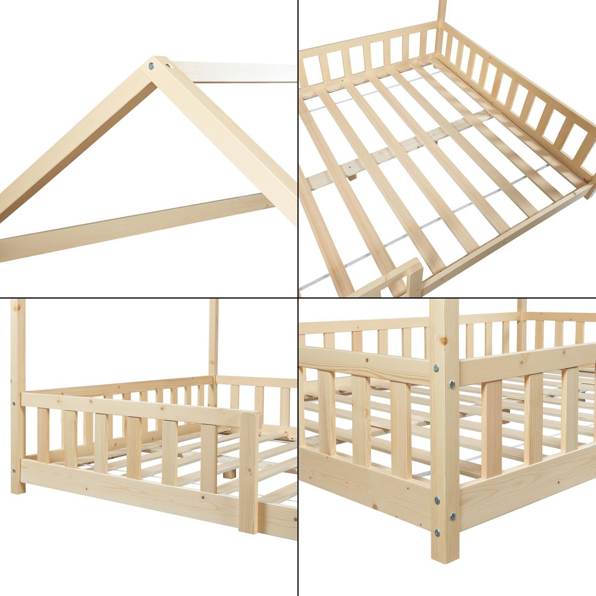 HAUSBETT Hesel - Naturfarben, Holz (120/200cm) - [en.casa]