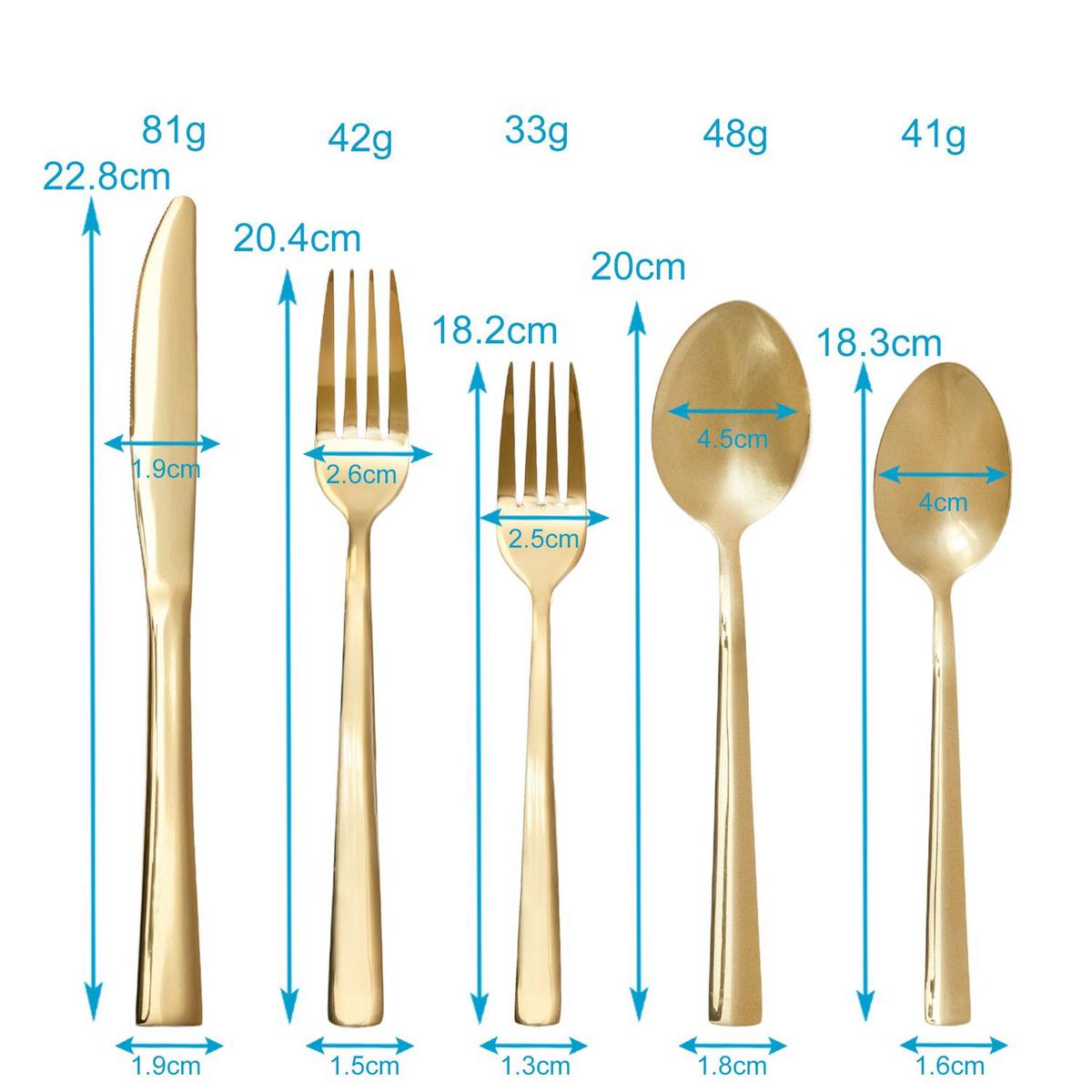 BESTECK SET 4 Personen (20-teilig) - Goldfarben, Metall - Intirilife