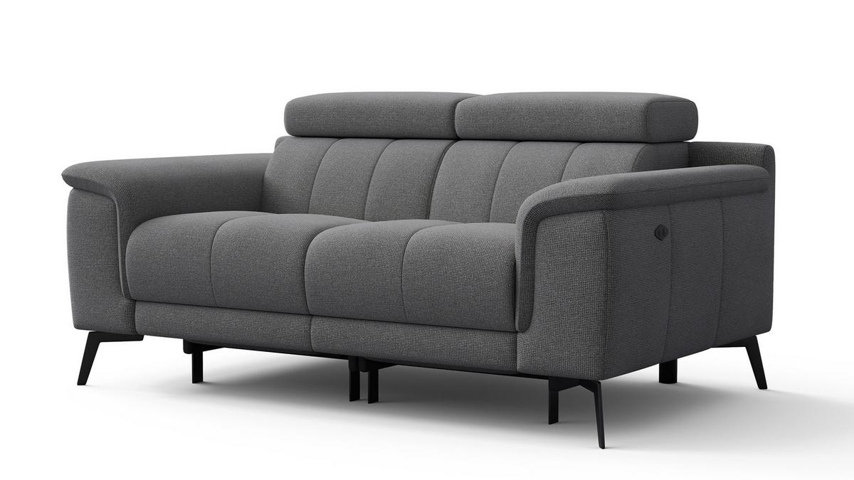 RELAXSOFA FIERO 2-Sitzer mit 2 Relaxfunktionen, grau - Schwarz/Grau, Holzwerkstoff/Textil (170/82/103cm) - Wozimo