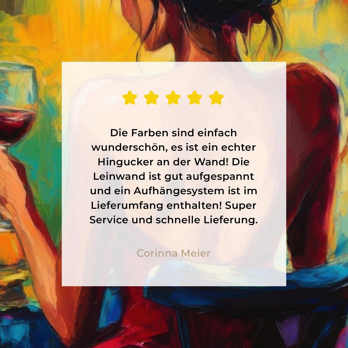 LEINWANDBILD Wein - Frau - Stimmungsvoll - Farbenfroh Wandbild 40x30 cm - Bordeaux, Textil (40/30cm) - MuchoWow