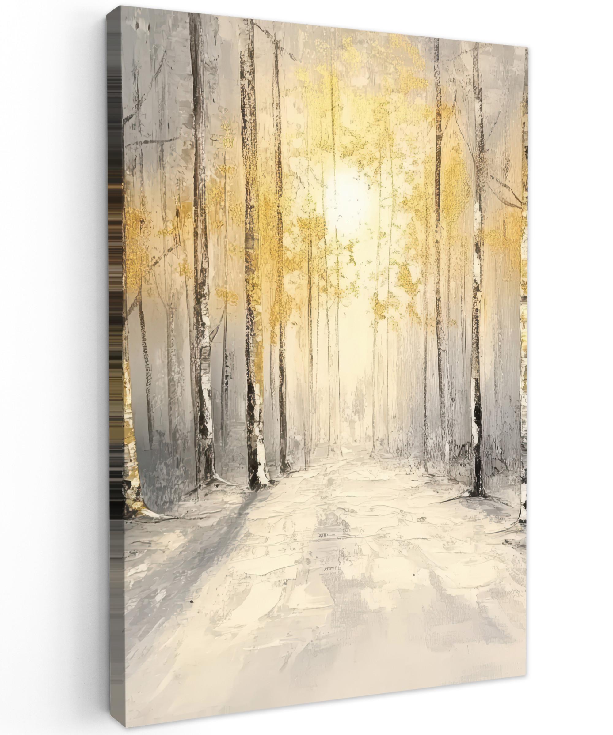 LEINWANDBILD Winter - Abstrakt - Schnee - Natur - Sonne Deko Groß 90x140 cm - Grau, Textil (90/140cm) - MuchoWow