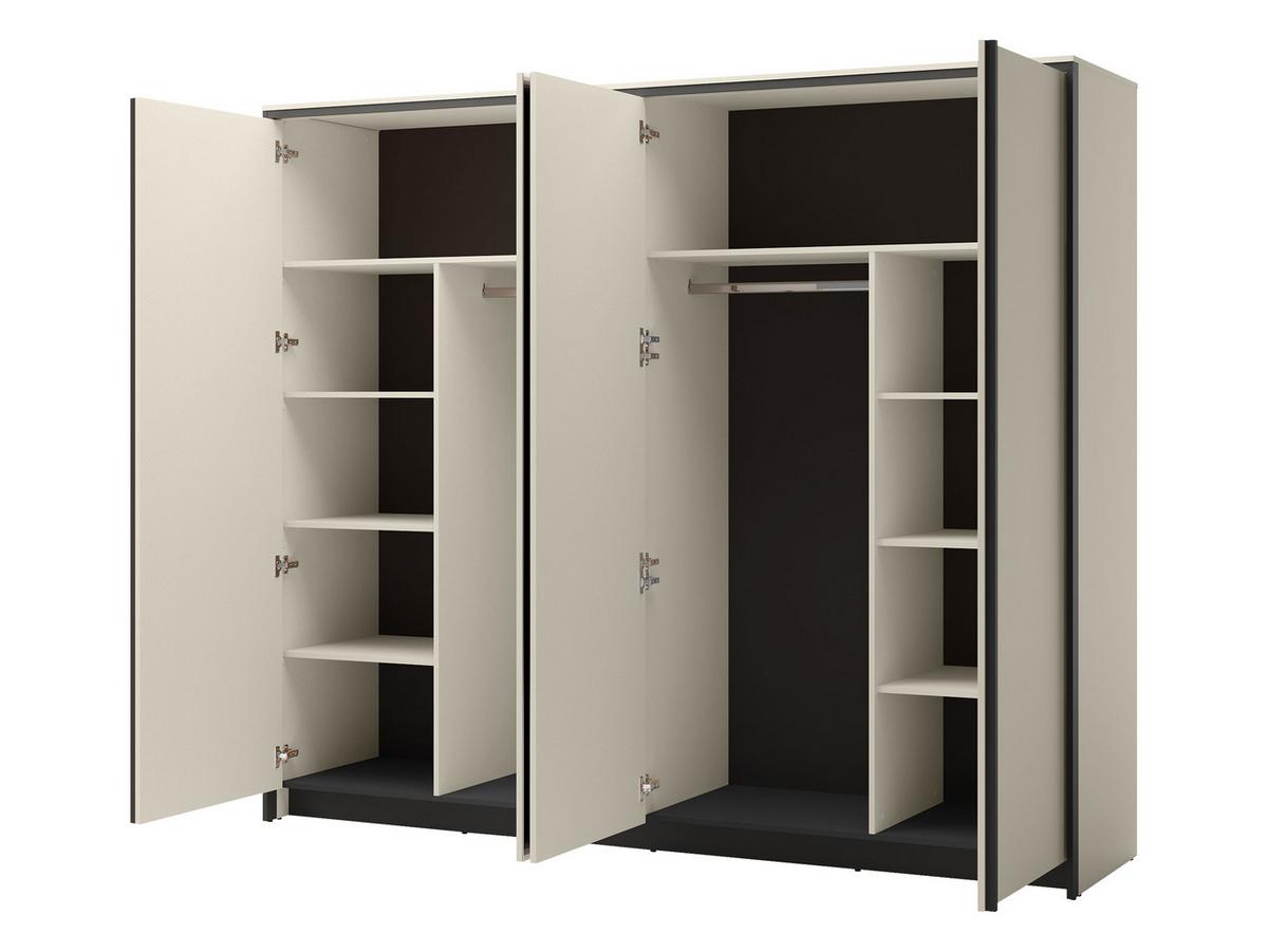 SCHWEBETÜRENSCHRANK 4D Enna EN-06 - Sandfarben/Schwarz, Holzwerkstoff/Kunststoff (251/215/64cm) - MIRJAN24