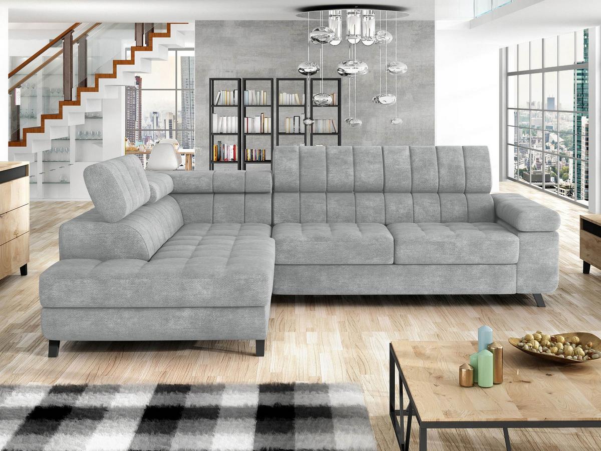 ECKSOFA Nord, Seite: Links - Silberfarben/Schwarz, Holz/Textil (264/203cm) - MIRJAN24