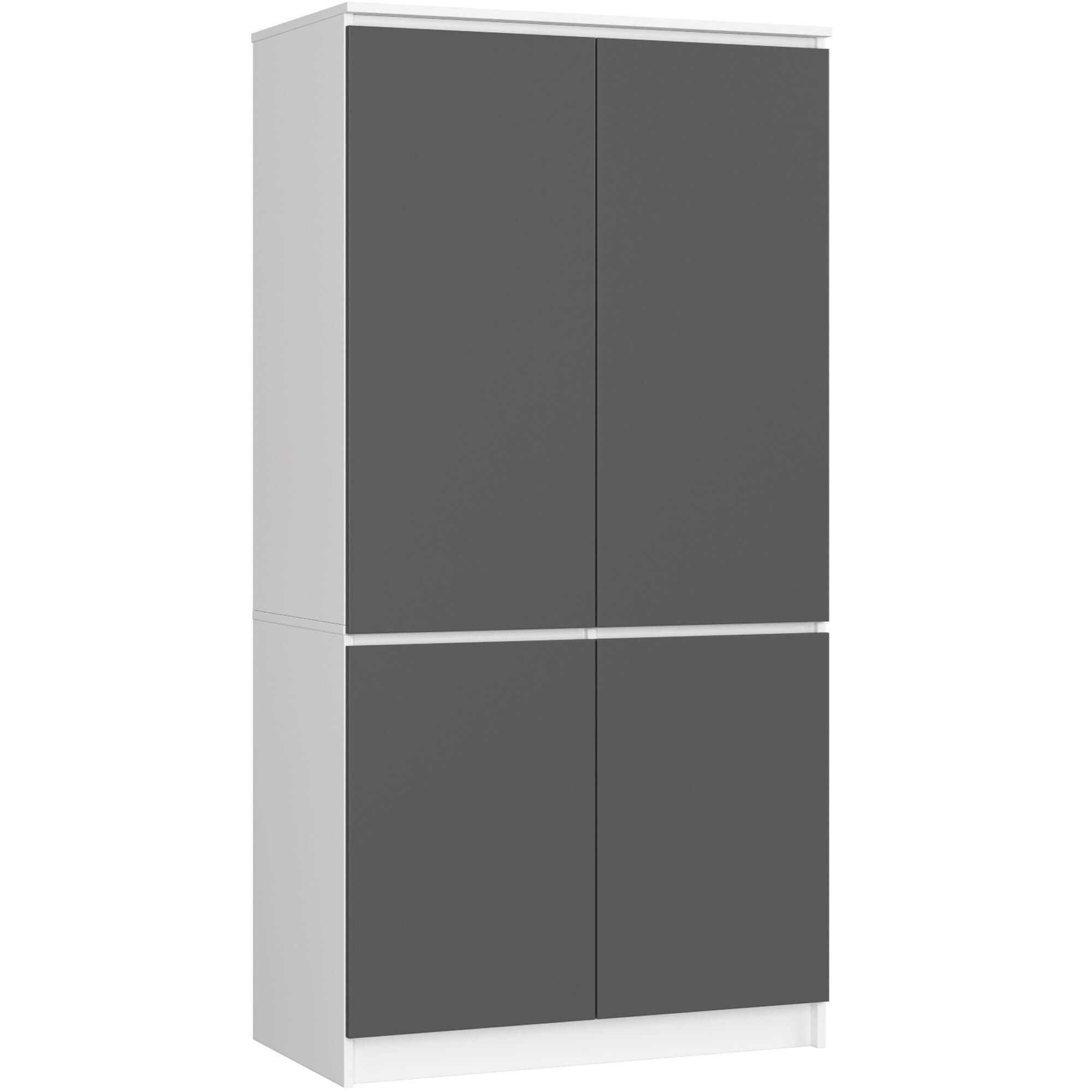 KLEIDERSCHRANK Weiß, Graphit Grau 180/90/51 - Weiß, Holzwerkstoff (90/180/51cm) - RAUMHIRSCH FURNITURE