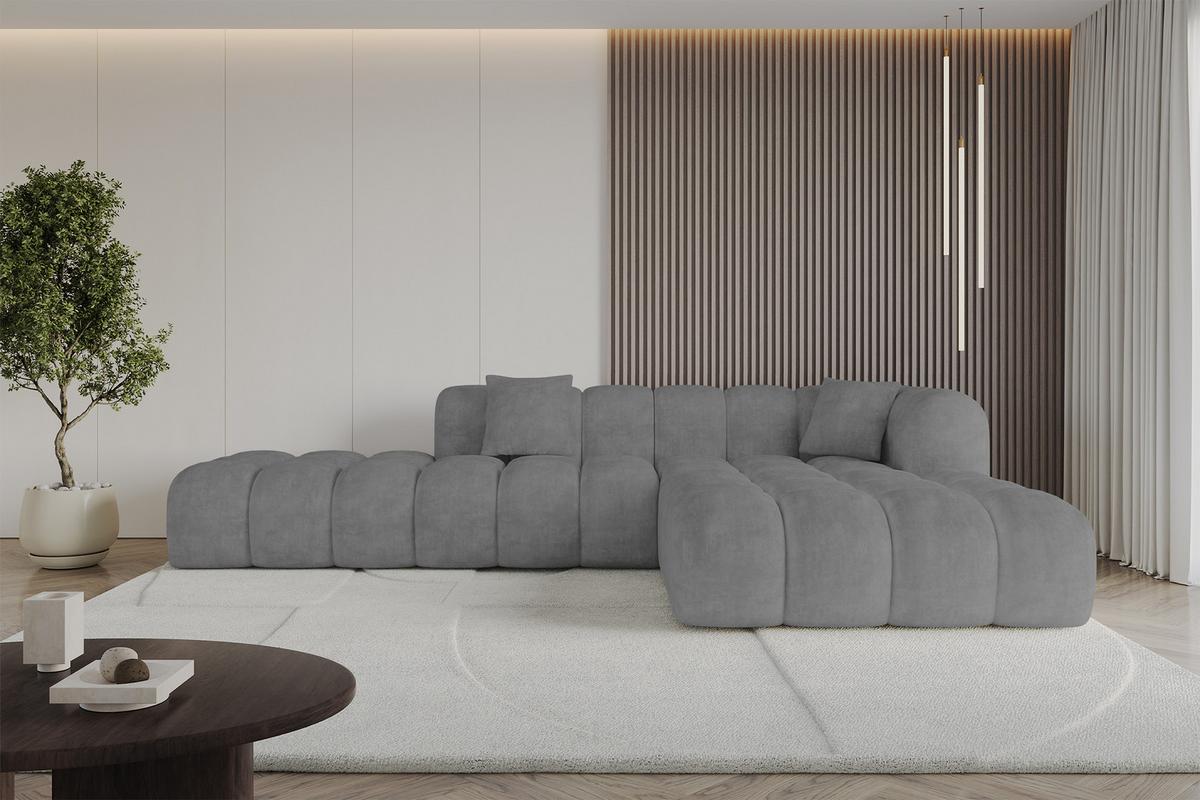ECKSOFA Ottomane Rechts OLEA-L2 - 289x176x71 cm Titanfarben - Titanfarben/Schwarz, Holzwerkstoff/Kunststoff (289/176cm) - ALTDECOR