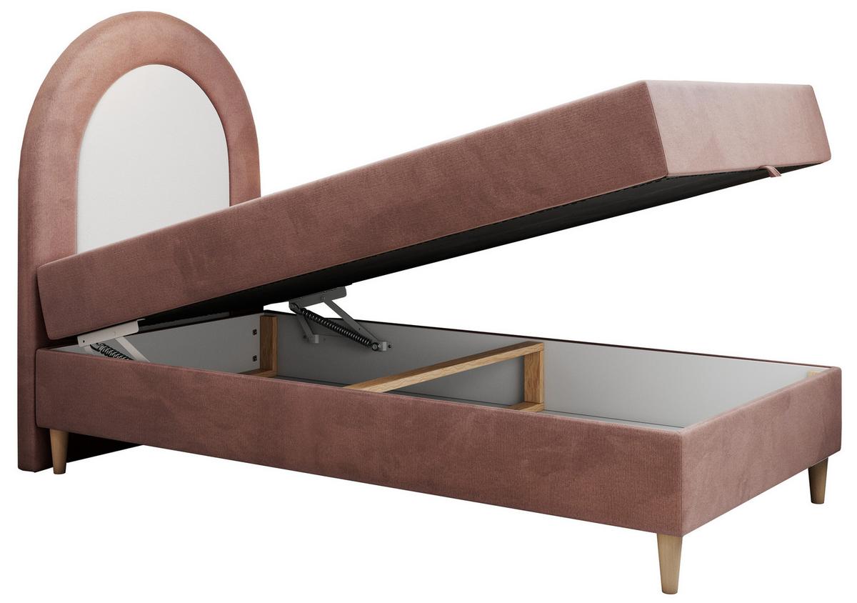 BOXBETT NEST 90/180 Rosa Velvet hydrophob - H3 - Rosa, Holz/Textil (90/180cm) - MKS