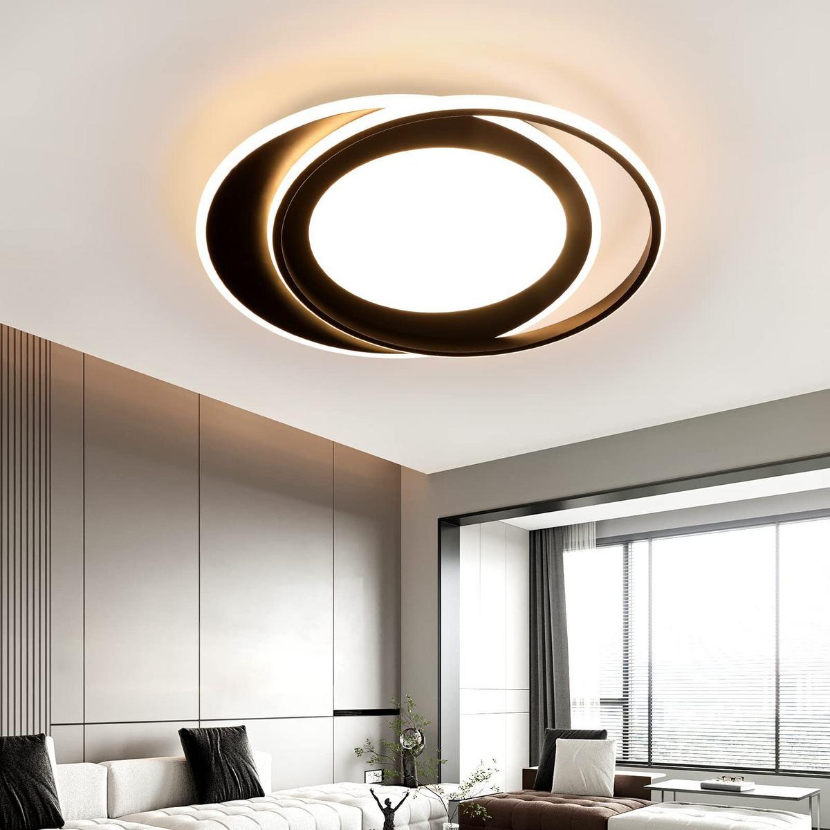 LED-DECKENLEUCHTE Sonnensystem 48.5/47.5/7 cm - Schwarz, Metall (48.5/7/47.5cm) - ZMH