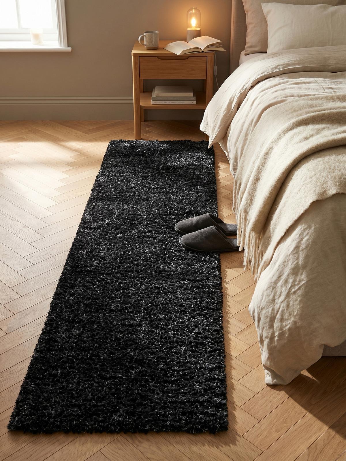 HOCHFLORTEPPICH SALZACH, einfarbig, Anthrazit, 80 x 250 cm - Anthrazit, Textil (250/80cm) - KADIMA DESIGN