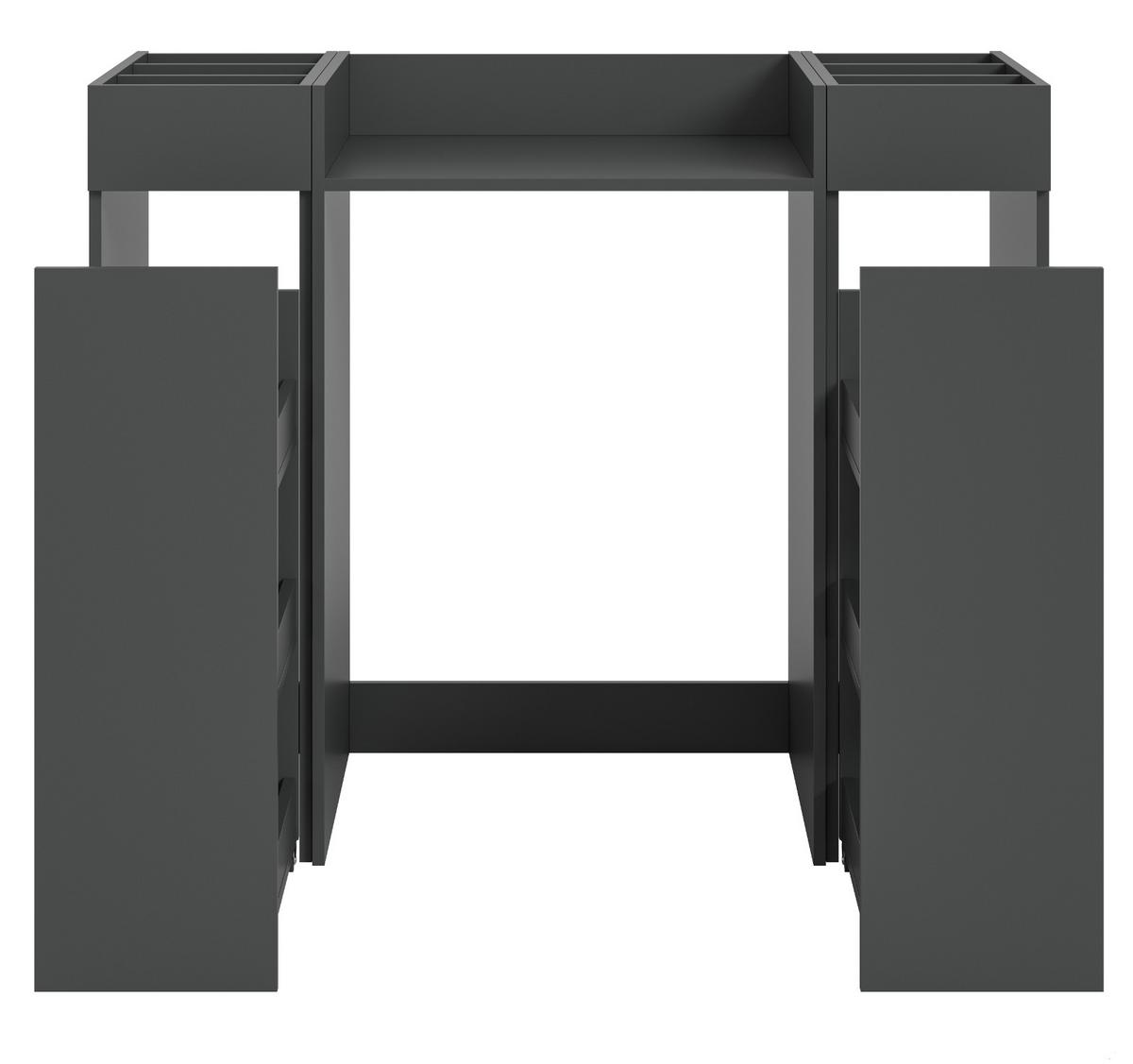 WASCHMASCHINENUMBAU Set grau 3-teilig, Überbauschrank und 2 x Anstellregal - Schwarz/Grau, Holzwerkstoff/Metall (124/101/60cm) - Inn.Furn