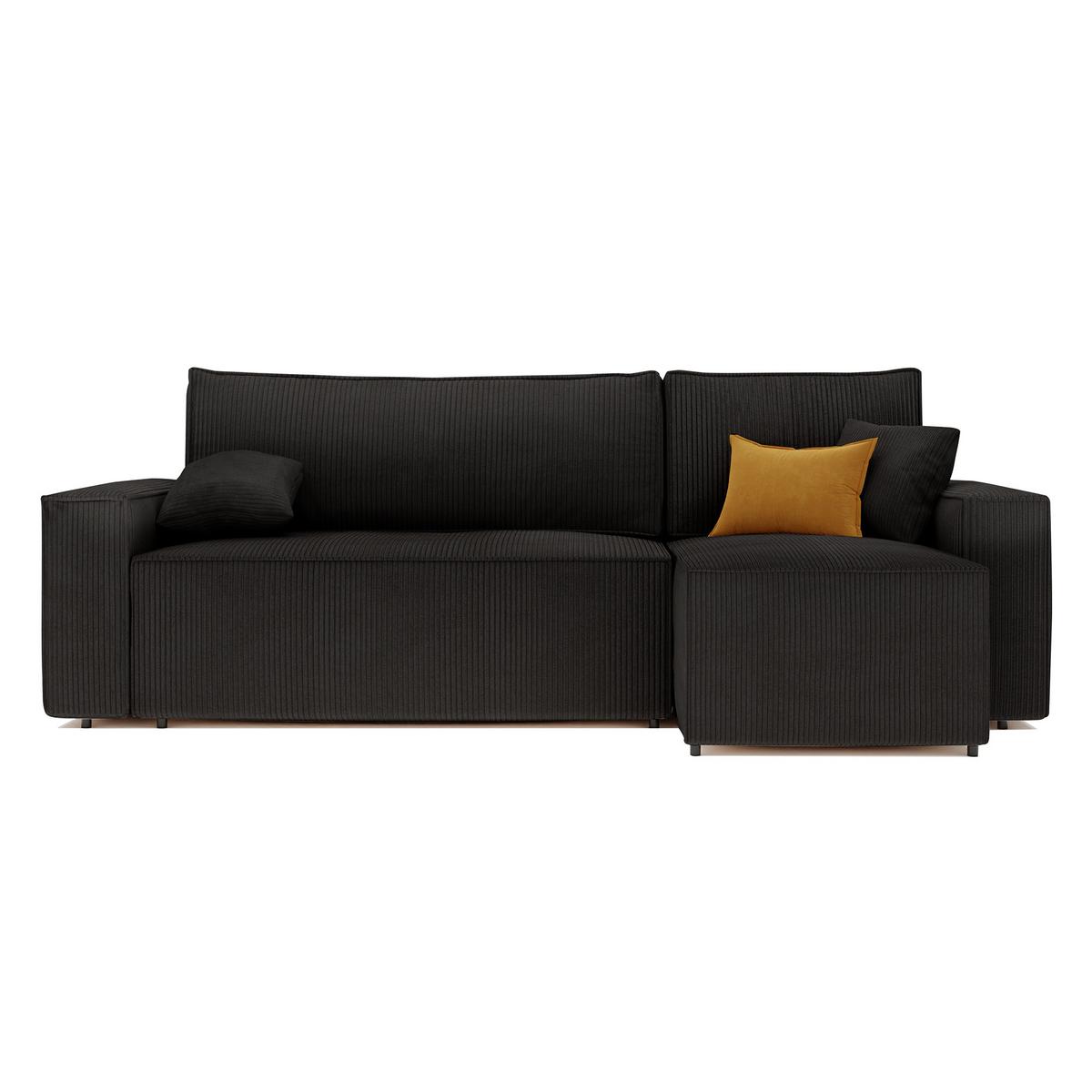 ECKSOFA Paris mit Schlaffunktion Cord - Schwarz, Textil (244/155cm) - Idohome