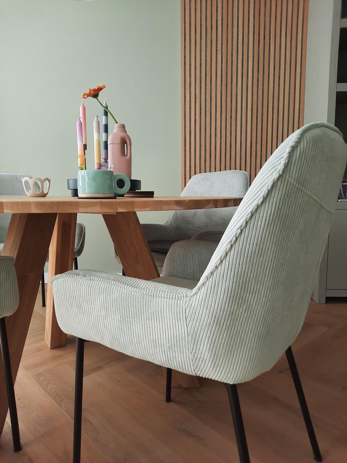ESSZIMMERSTUHL 2er-Set Cord Grün Loverna - Grün, Textil/Metall (56/89/59cm) - Beliani