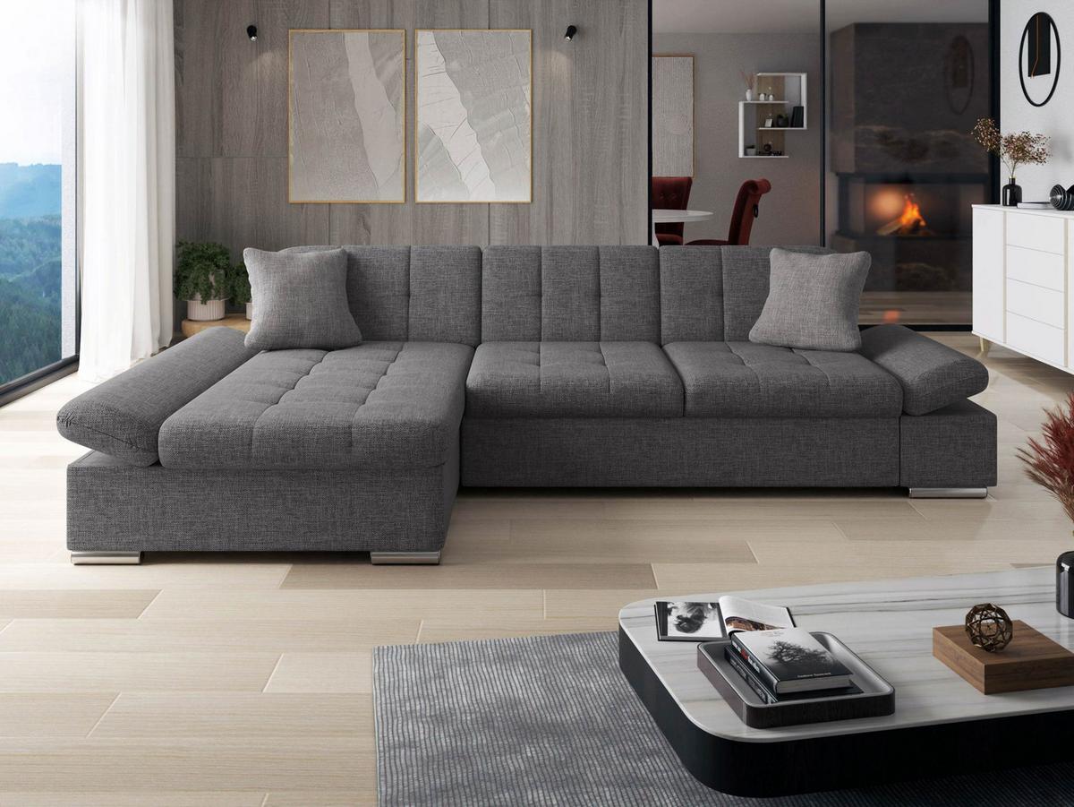 ECKSOFA Montana, Seite: Links - Chromfarben, Holz/Textil (278/161cm) - MIRJAN24