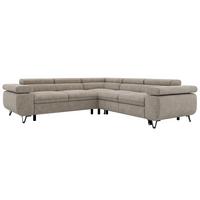 ECKSOFA QUADRO L - Greige Stukture - Links Seite - Greige/Schwarz, Textil/Metall (269/269cm) - MKS