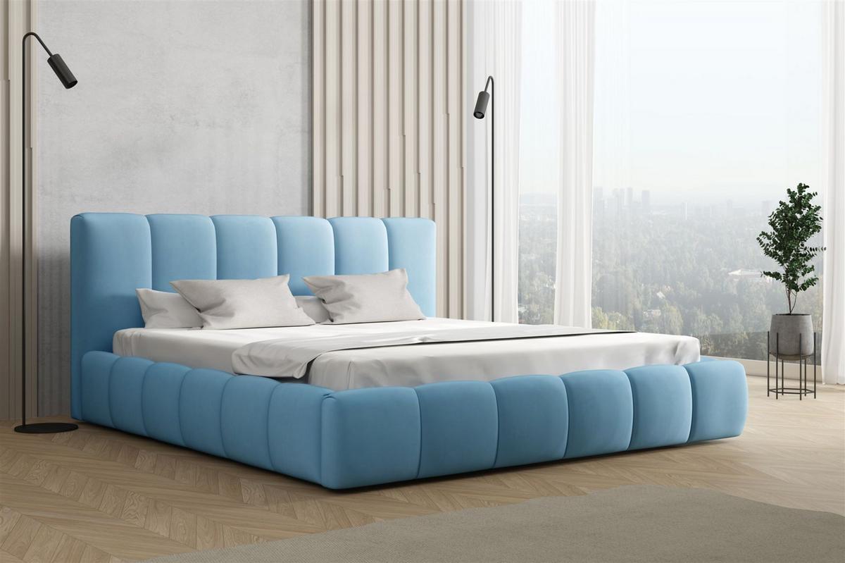 POLSTERBETT Giulia Magic Velvet - Hellblau, Holzwerkstoff/Textil (180/200cm) - Fun Möbel