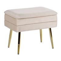 TRUHENBANK Hellbeige Odessa - Beige/Goldfarben, Textil (49/42/34cm) - Beliani
