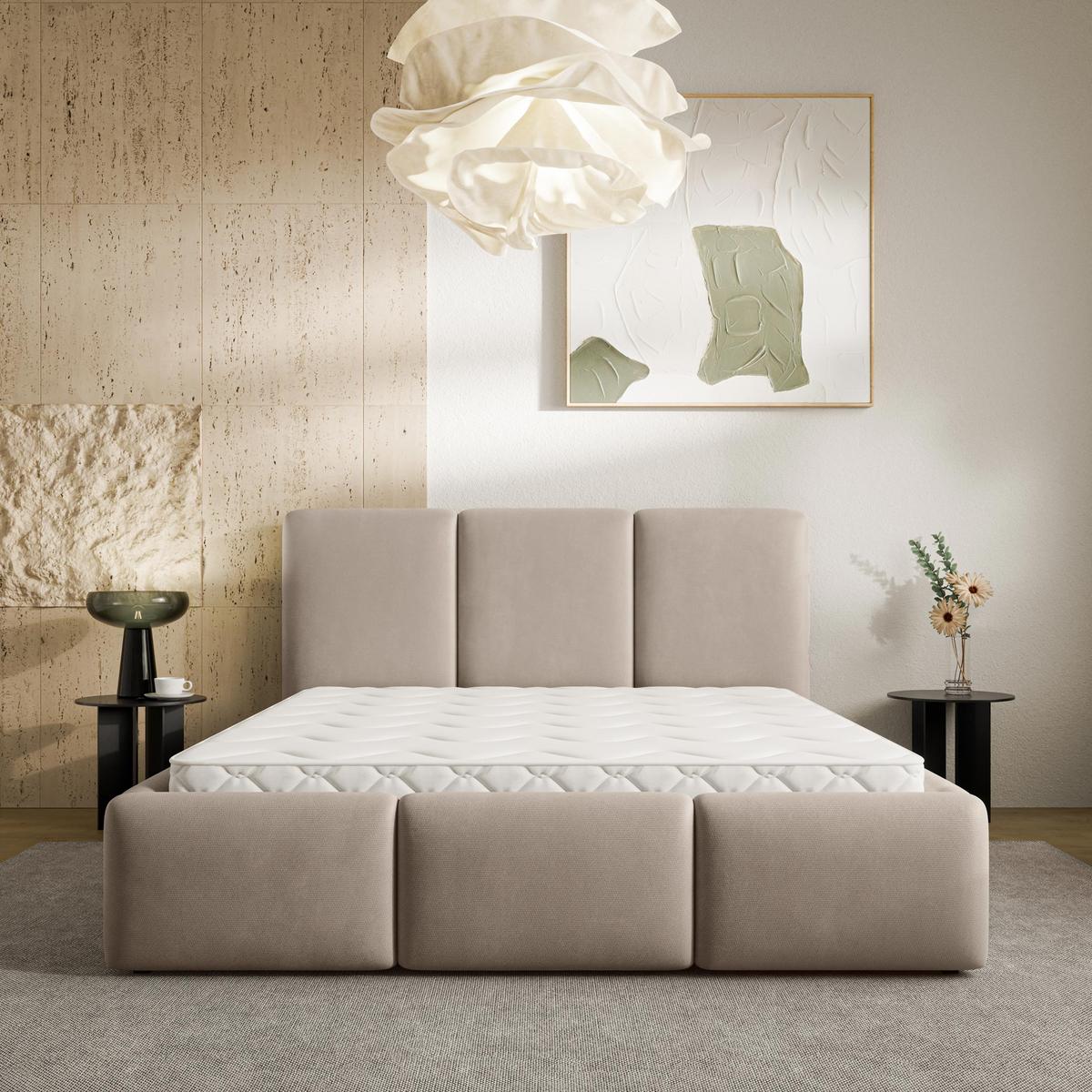 POLSTERBETT ARSIL 120x200 cm mit Bettkästen - Beige - Beige, Holz/Textil (120/200cm) - MASSENO