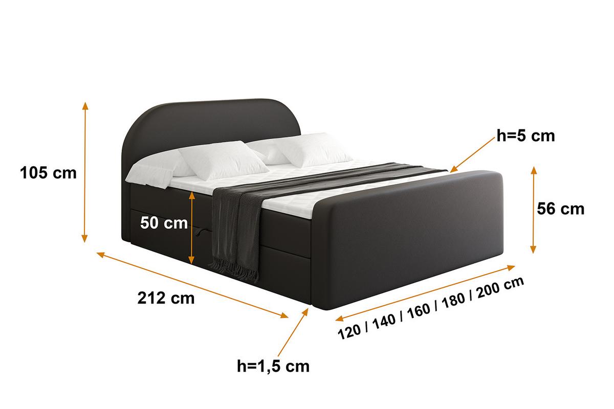 BOXBETT mit Matratze und Lattenrost - NOX-Z - 180x200 - Schwarz Kunstleder - Schwarz, Holzwerkstoff (180/200cm) - ALTDECOR