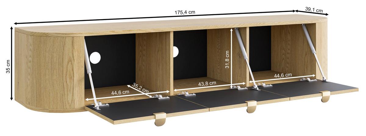 TV-HÄNGEBOARD Coru 175 cm - Dunkelbraun, Holzwerkstoff/Metall (175.4/35/39.1cm) - Selsey