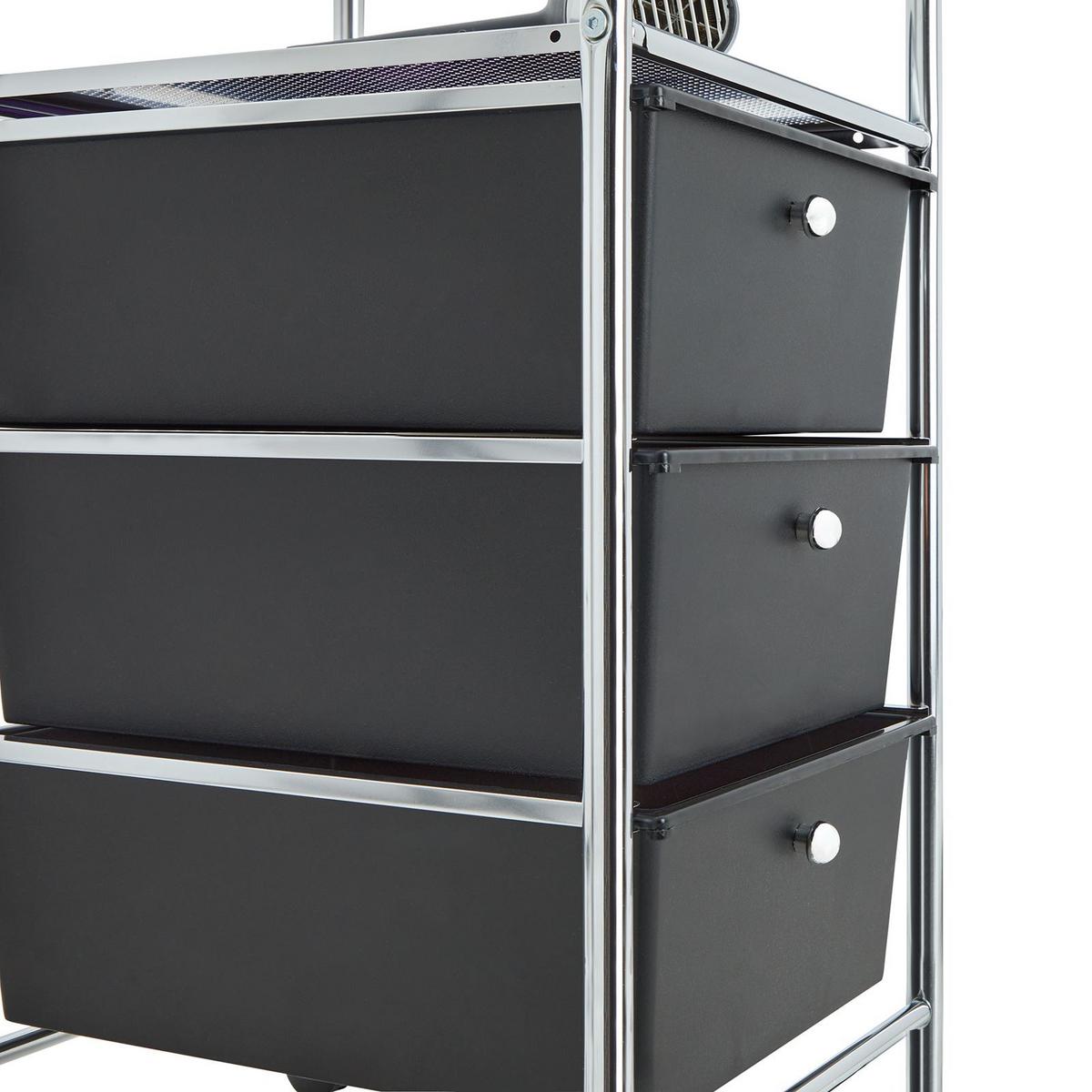 BADROLLWAGEN GINA schwarz - Schwarz, Kunststoff/Metall (33/92/40cm) - IDIMEX