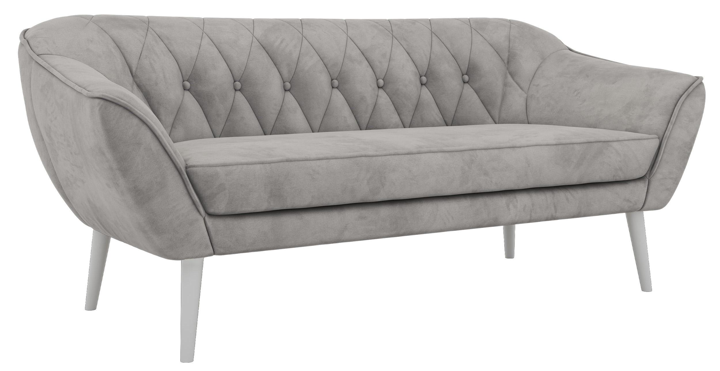 3-SITZER-SOFA PIRS - Hellgrau Velvet - Weiße Beine - Hellgrau/Weiß, Holzwerkstoff/Textil (180/75/74cm) - MKS