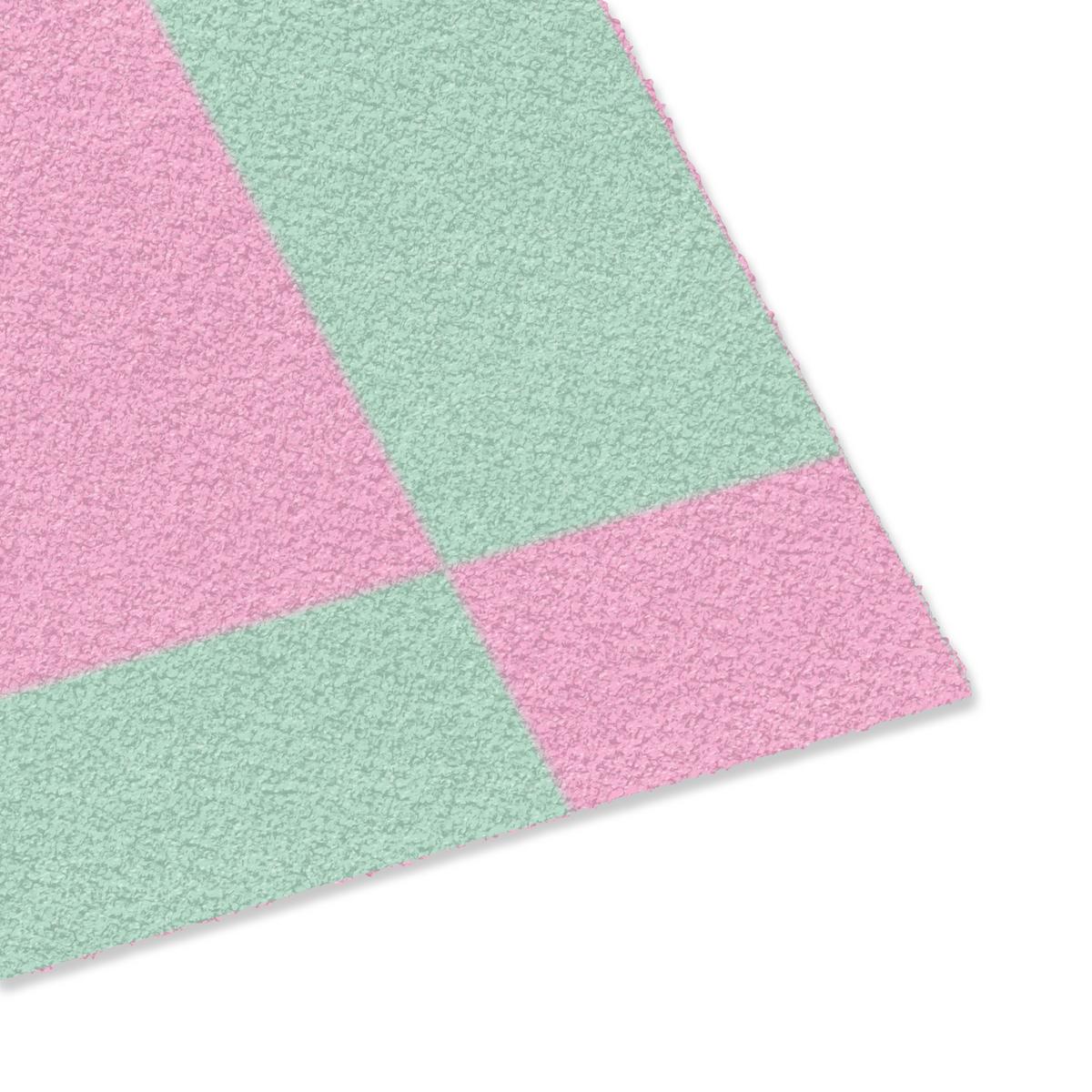 FUSSMATTE Schachbrettmuster - Grün - Rosa - Würfel Fußabtreter 90x60 cm - Mintgrün, Kunststoff (90/0.4cm) - MuchoWow