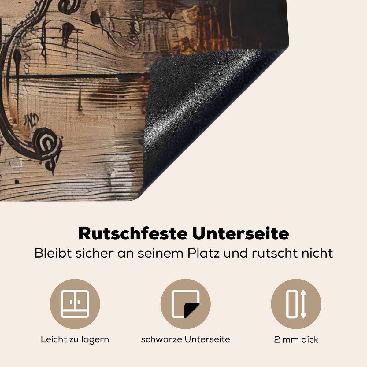 HERDABDECKPLATTE Cafe - Holz - Kaffee - Regale Induktionsschutz 91.6x52.7 cm - Schwarz, Kunststoff (91.6/52.7/0.2cm) - MuchoWow