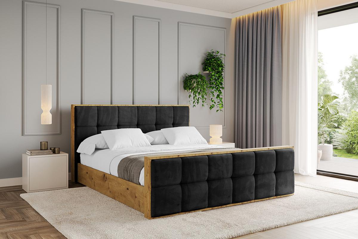 POLSTERBETT mit Bettkasten, Fußteil und Lattenrost, Boxbett ohne Matratze - ENZO7-Z 160x200 - Schwarz, Holzwerkstoff/Textil (160/200cm) - ALTDECOR
