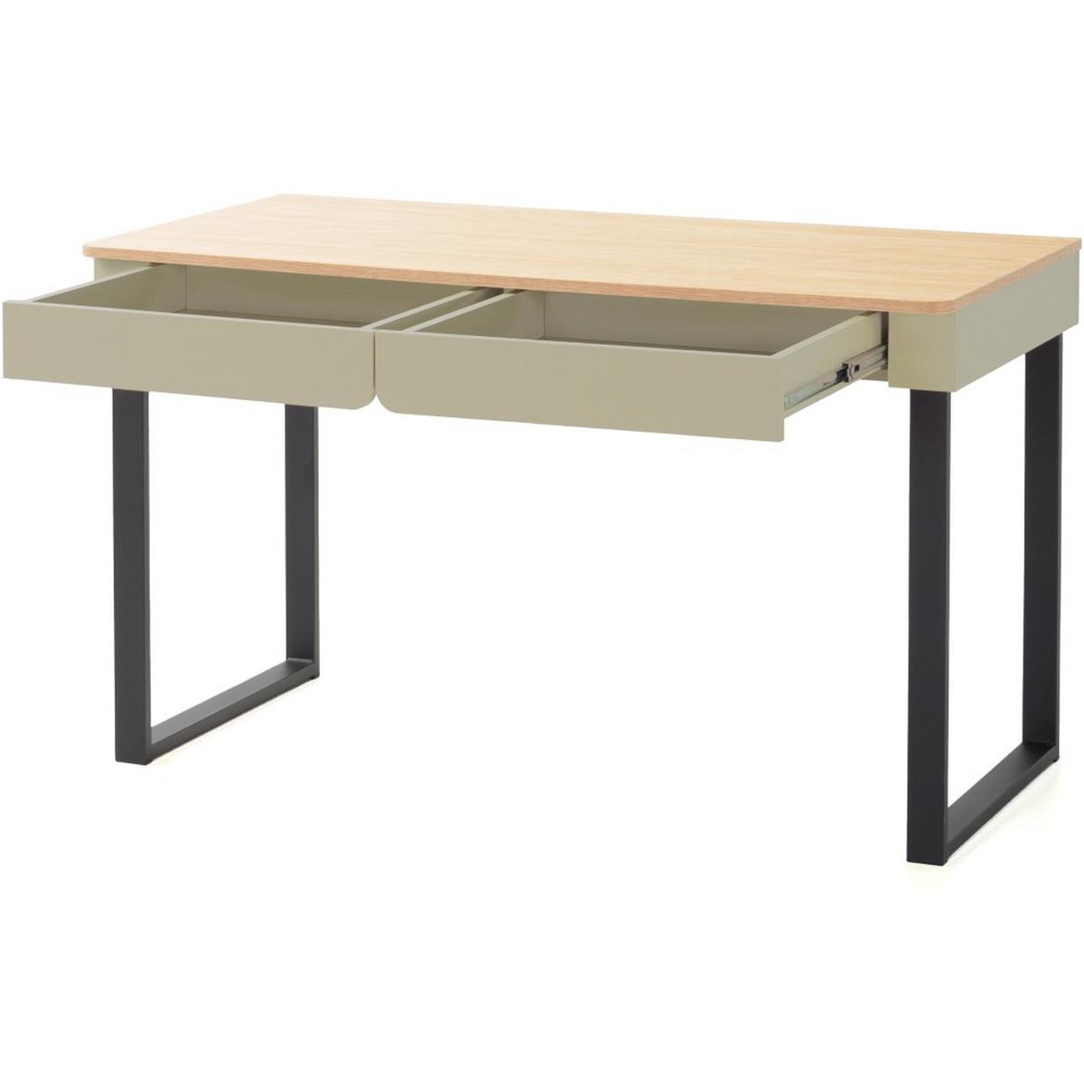 SCHREIBTISCH Lico für Jugendzimmer, mit 2 Schubalden, Sandbeige - Beige/Schwarz, Holzwerkstoff (63/140/74.5cm) - Beautysofa