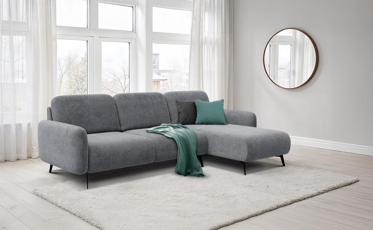 ECKSOFA FEBE 4-Sitzer rechts, grau - Schwarz/Grau, Holz/Textil (264/157cm) - Wozimo