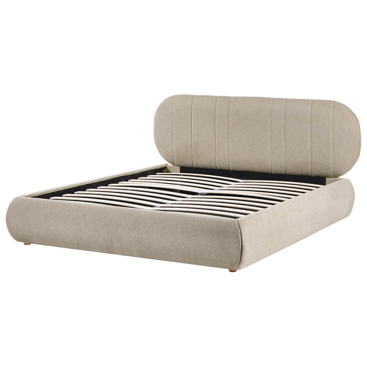 BETT mit Stauraum 160/200 Stoff Taupe Campan - Taupe, Textil (160/200cm) - Beliani