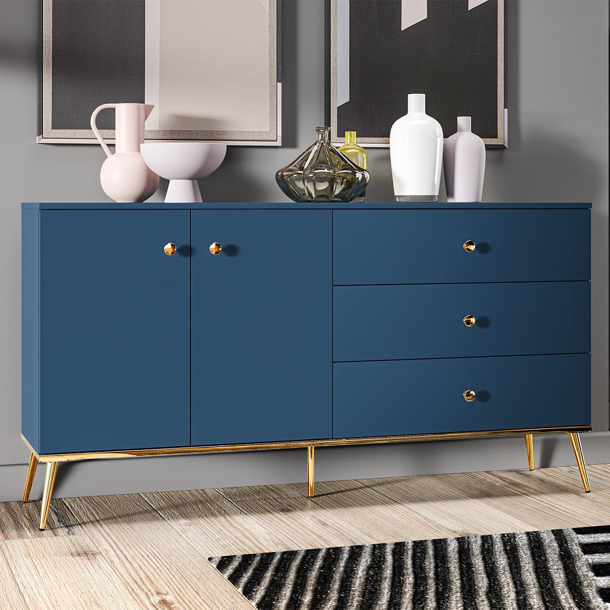 SIDEBOARD Thalia Blau - Blau, Holzwerkstoff (160/85/40cm) - Petits-meubles