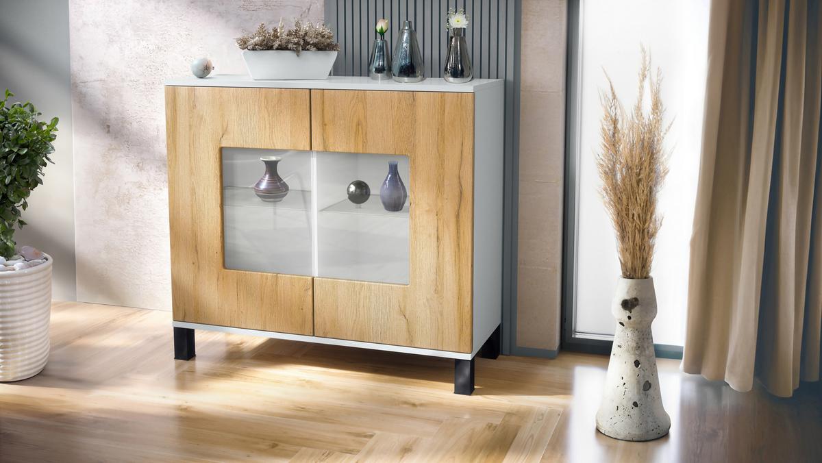 KOMMODE Grömitz Eiche Natur - Eichefarben, Holzwerkstoff (92.5/84.5/35cm) - Vladon