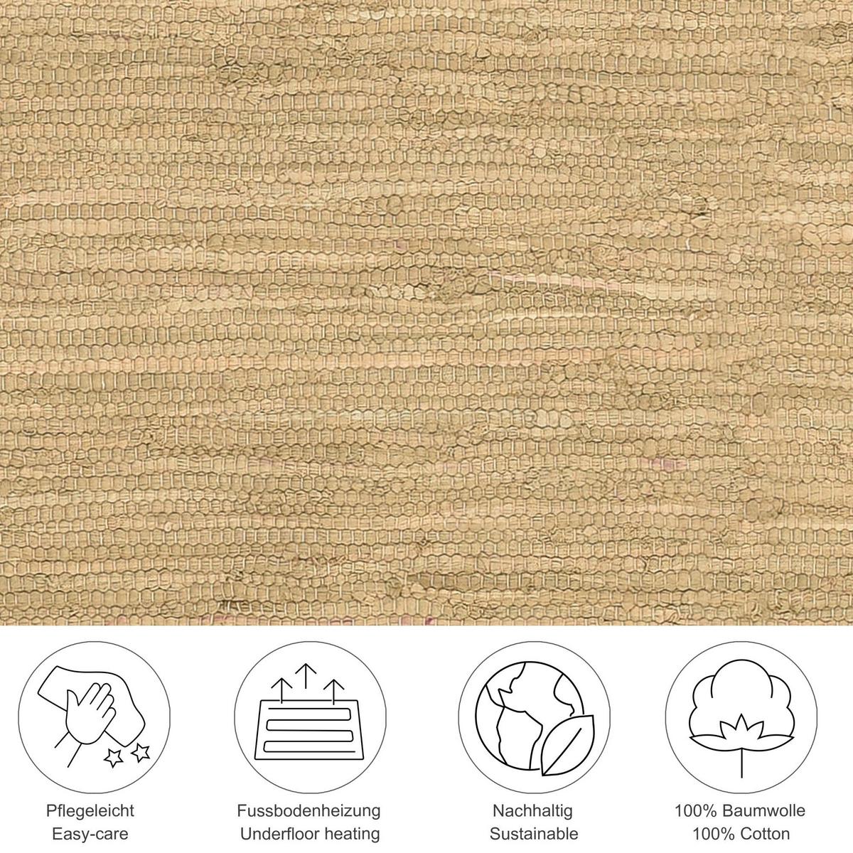 FLECKERLTEPPICH Chindi 60x120 cm - Naturfarben, Textil (60/120cm) - Rug and Roll