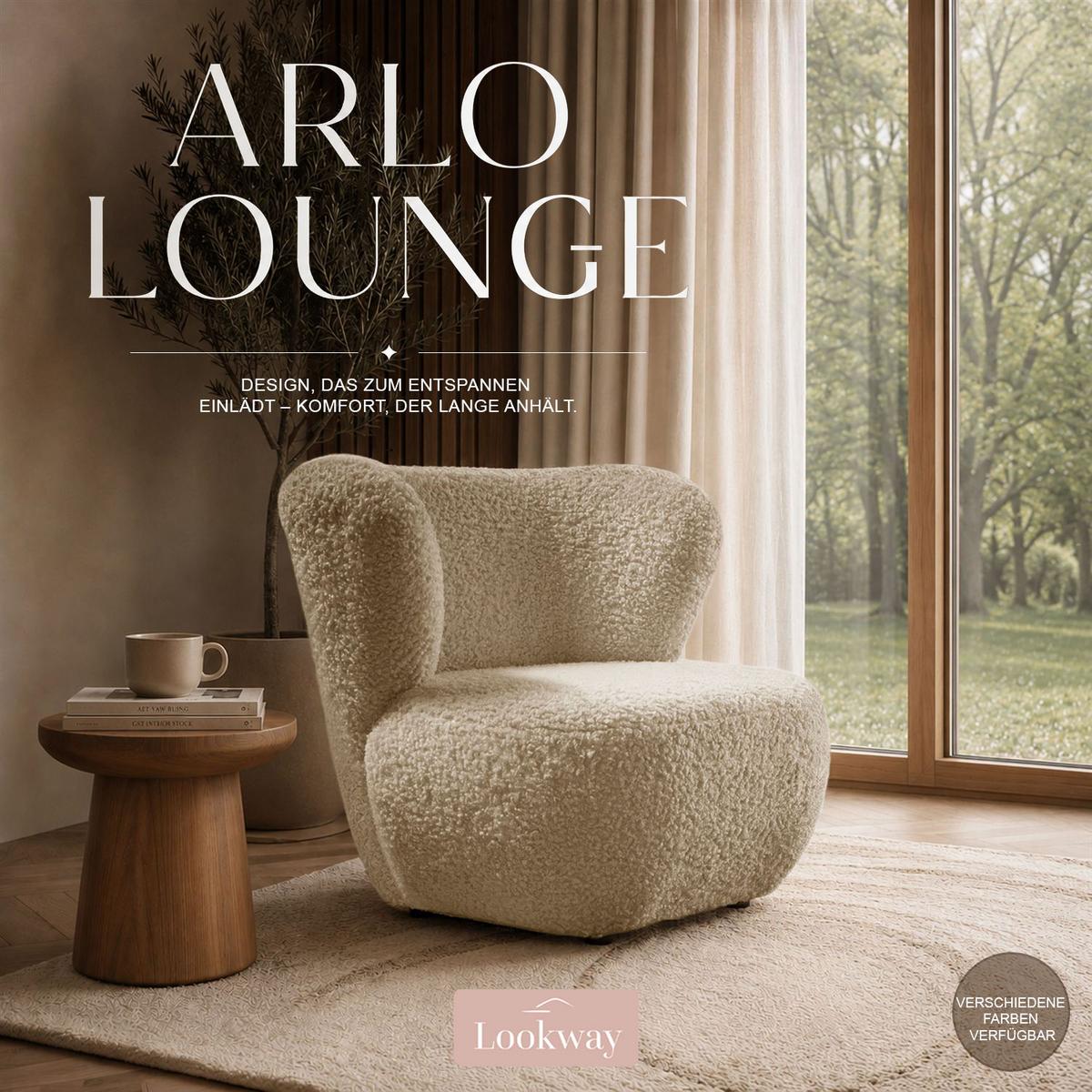 SESSEL ARLO LOUNGE Rolf 02 - Beige, Textil (85/74/58cm) - Lookway