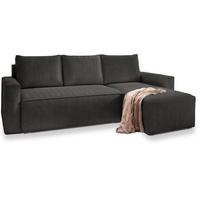 ECKSOFA POTARO Graphitfarben Kordstoff mit Schlaffunktion - Graphitfarben/Grau, Holz/Kunststoff (232/140cm) - MASSENO