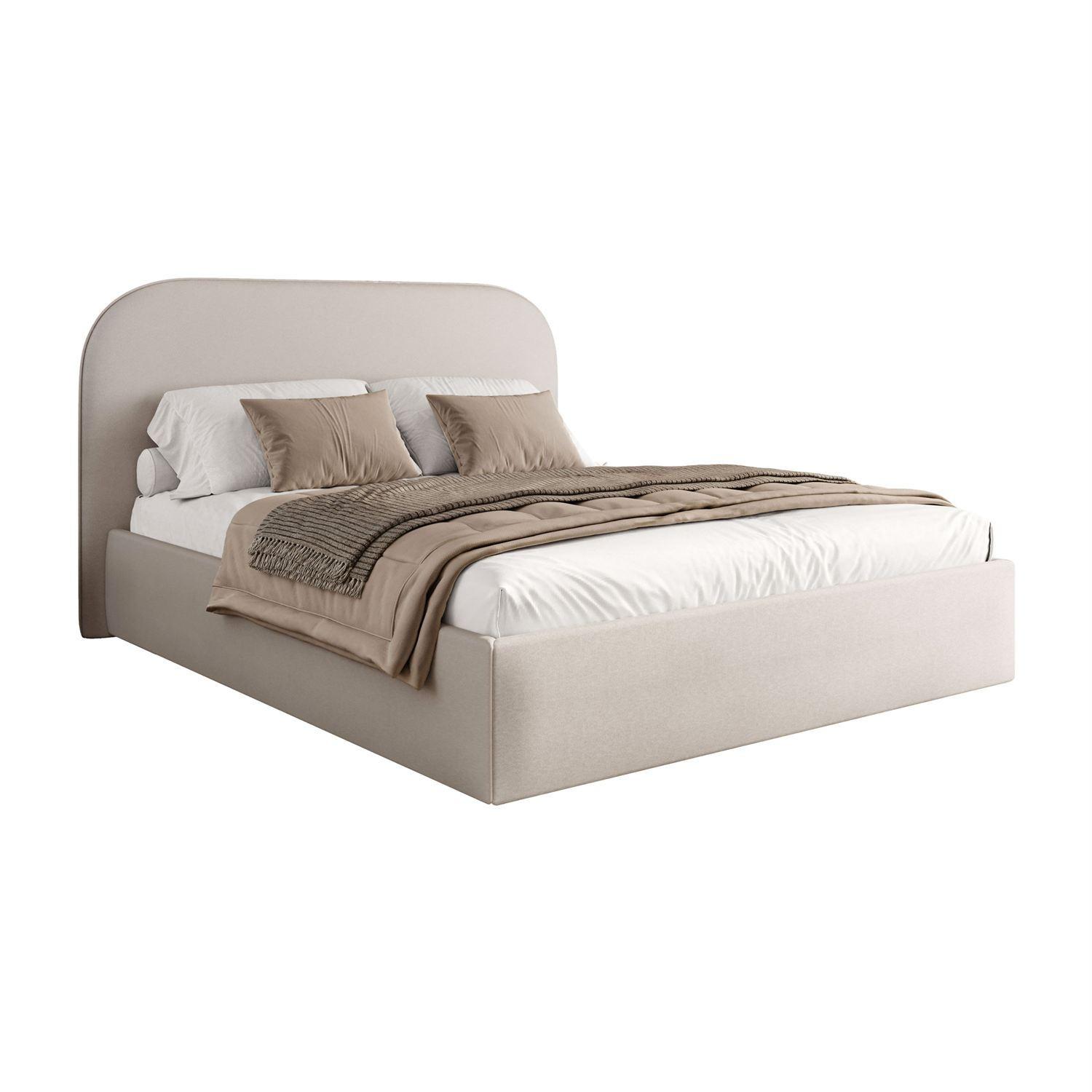 POLSTERBETT OLIMPIA mit Bettkasten 120x200, Castel 04 - Creme, Textil (120/200cm) - Lookway