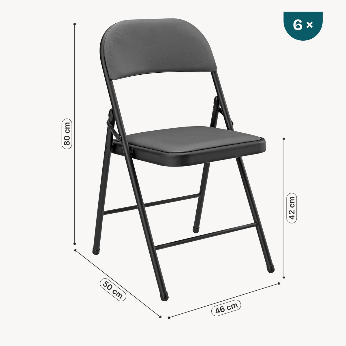 STUHL-SET 6 TLG. - Schwarz/Grau, Kunststoff/Metall (46/80/50cm) - pro.tec