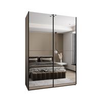 SCHWEBETÜRENSCHRANK 245,5/170/64 2-türig - Kaschmir/Schwarz, Holz/Metall (170/245/64cm) - Abiks Möbel