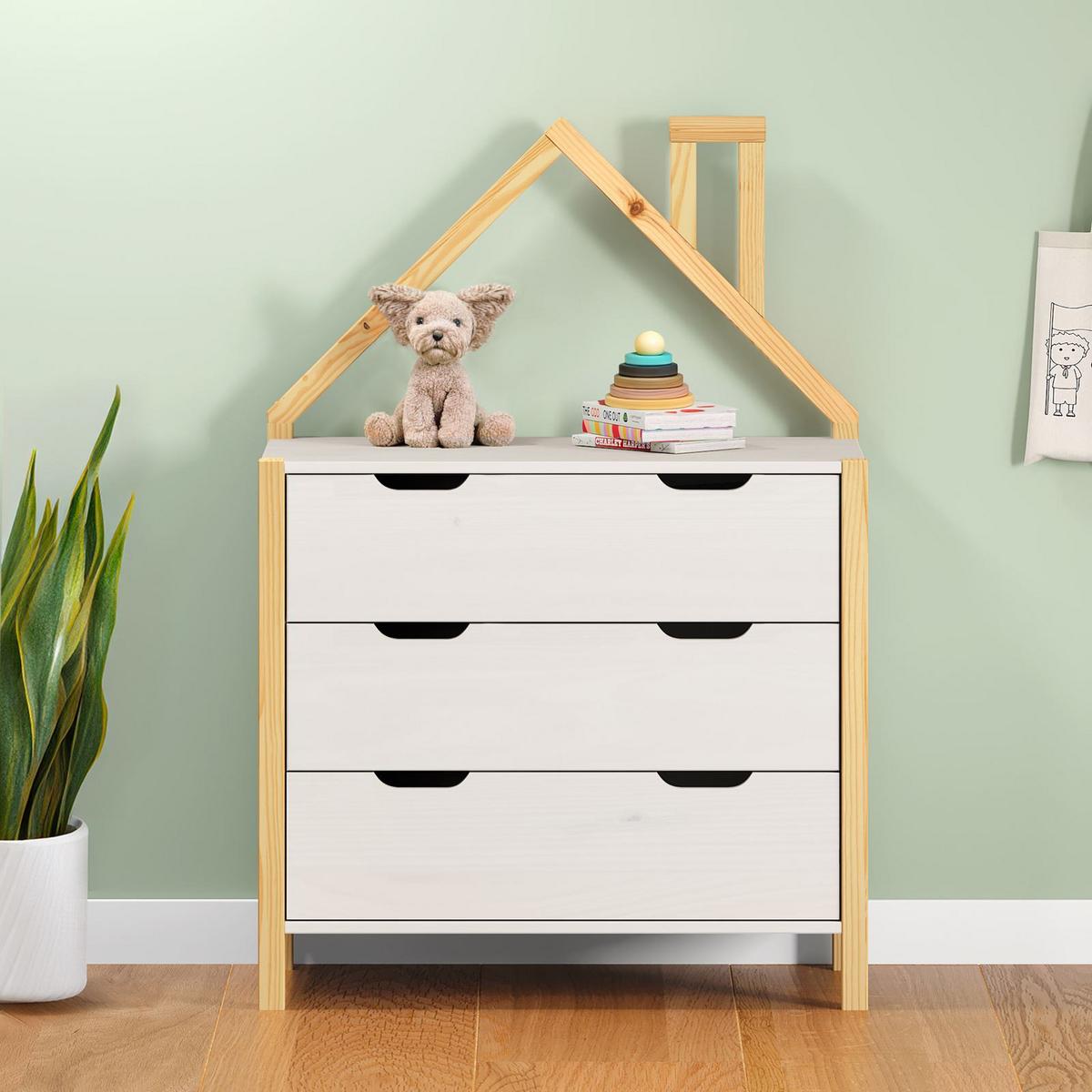 KOMMODE ELANO natur/weiß - Naturfarben/Weiß, Holz (83/120/41cm) - IDIMEX